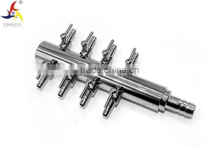 New design 8 mm inlet diameter one way in 8 way out metal air control valve