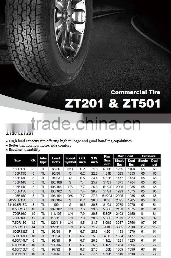 SURETRAC Brand Commerical Van Tire 7.50R16C for Commerical Van