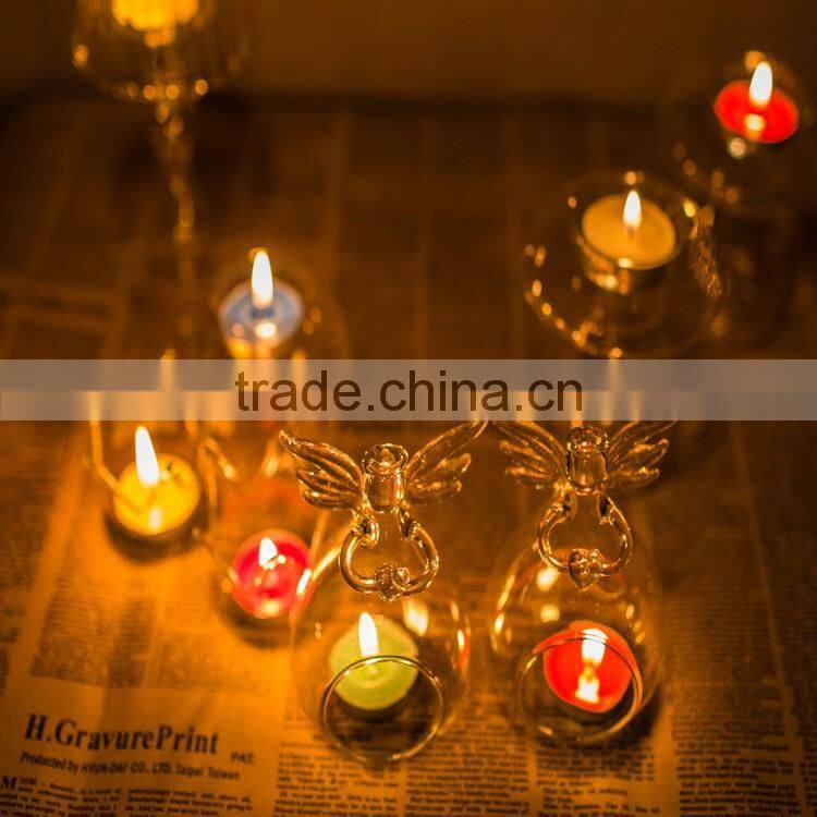 ANGEL CRYSTAL CANDLE STICK GLASS HOLDER WITH ANGLE WING