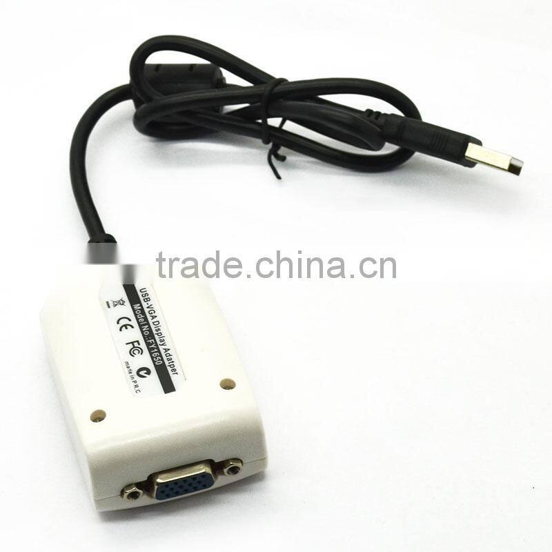 White color cable usb male to female vga adapter