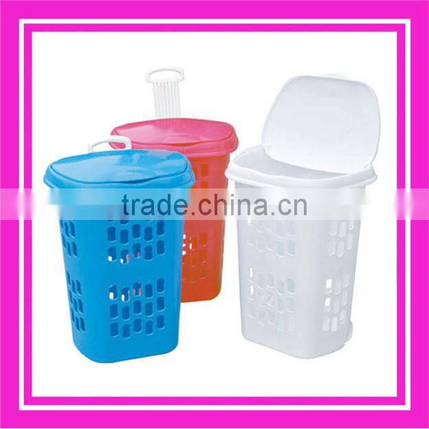 49L flexible plastic flexible laundry basket with wheeled