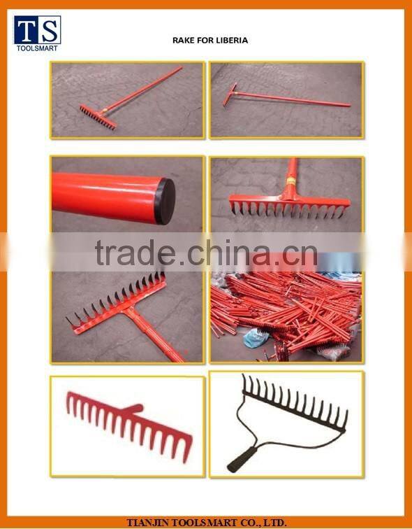 Hot garden hand Steel rake R with long handle for sale