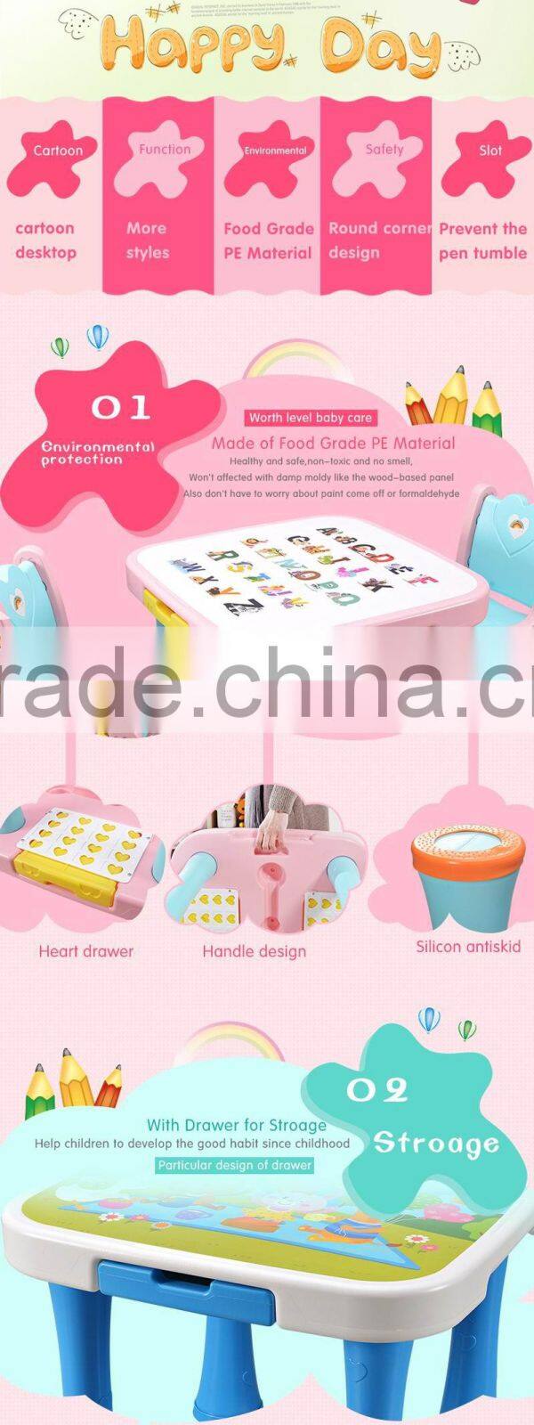 kids cartoon study table and chair kids study table chair