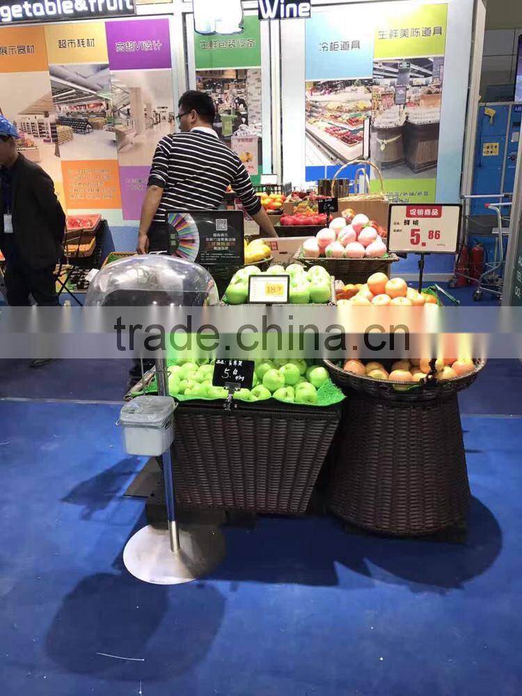 Large capability synthetic rattan woven display basket with stand