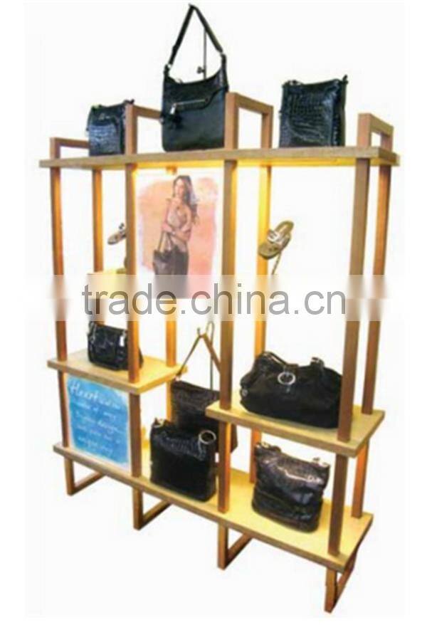 Promotion Free-standing Wood Retail Clothing Display Rack