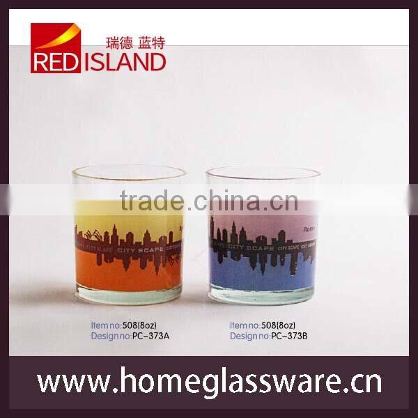 8 oz high quality fashion screen printing glass cup with fruit designs