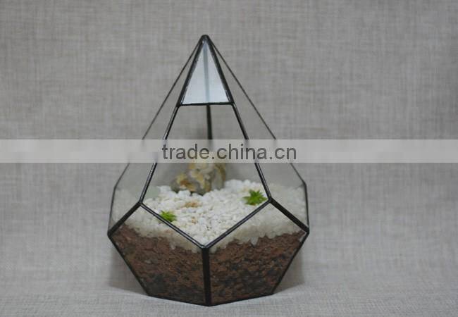 Micro landscape decor handblown clear irregular geometric glass terrarium