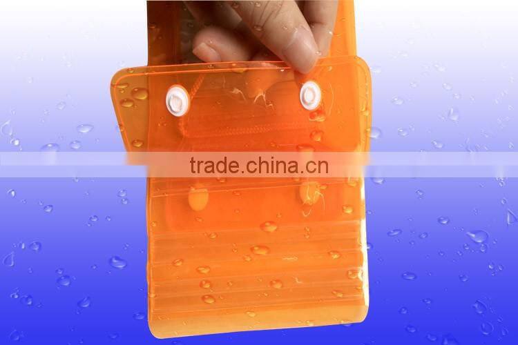 Eco-friendly waterproof plastic bag,PVC waterproof tablet bag with lanyard