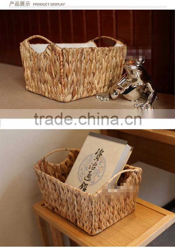new style wholesales handmade woven water hyacinth make straw storage baskets sundries