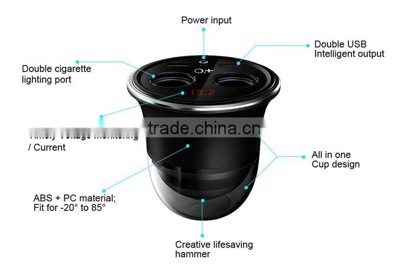 2017 Double Fashionable and High quality car cigarette lighter socket usb power socket with Convenient