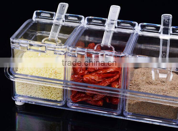New Arrival Crystal Seal Waterproof With Spoon Condiment Seasoning box Cruet