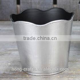 2014 new design silver plastic flower pot for garden