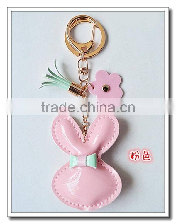 Cute Rabbit design Tassel Leather Keyring