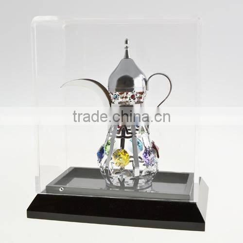 Gold Plated Decorative Mid-east Kettle with Acrylic Box for home decoration