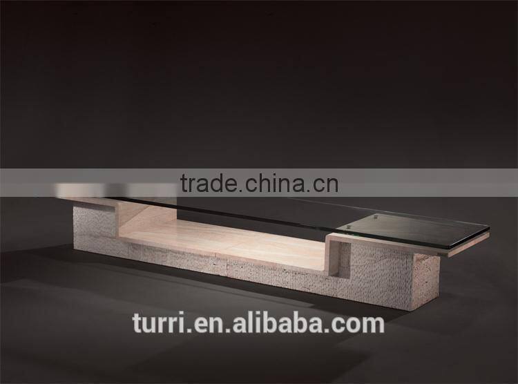 U shape design travertine base TV stand