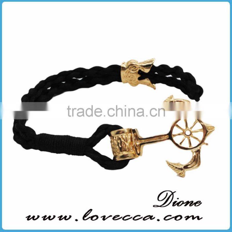 New Design Cheap Custom Jewelry Handmade Multi Color Nylon Nautical Rope Anchor Bracelet for Men