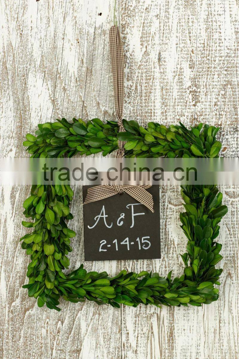 preserved boxwood square wreath with silk bowknot