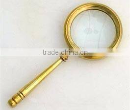 brass large magnifing glass for office used