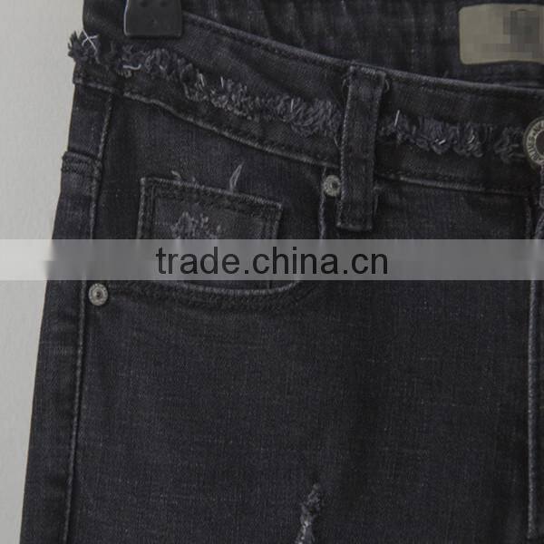 2017 OEM Casual ripped women denim pants L6983 simple style