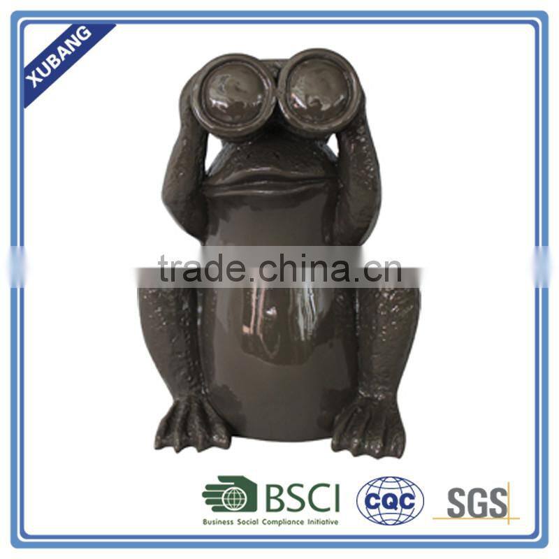 Fashion Poly Resin Frog With Telescope Decor Figurine