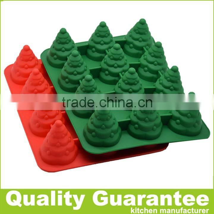 New design 12 cups silicone Christmas tree cake pan