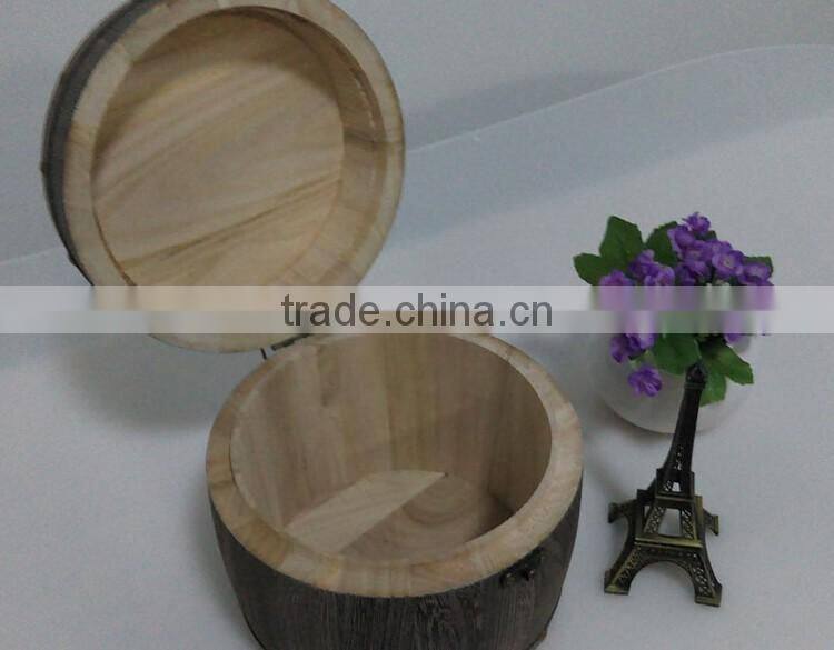 Custom logo and color small wooden barrel,paulownia wooden bucket with lid for coffee/candy