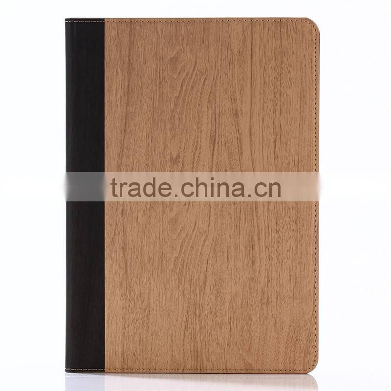 Nature wood grain PU card bumper/pocket cell phone case for Ipad
