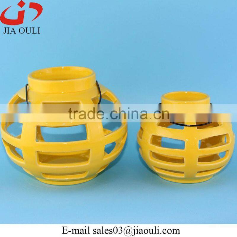 New deisgn colorful home decoration ceramic candleholder, ceramic lantern