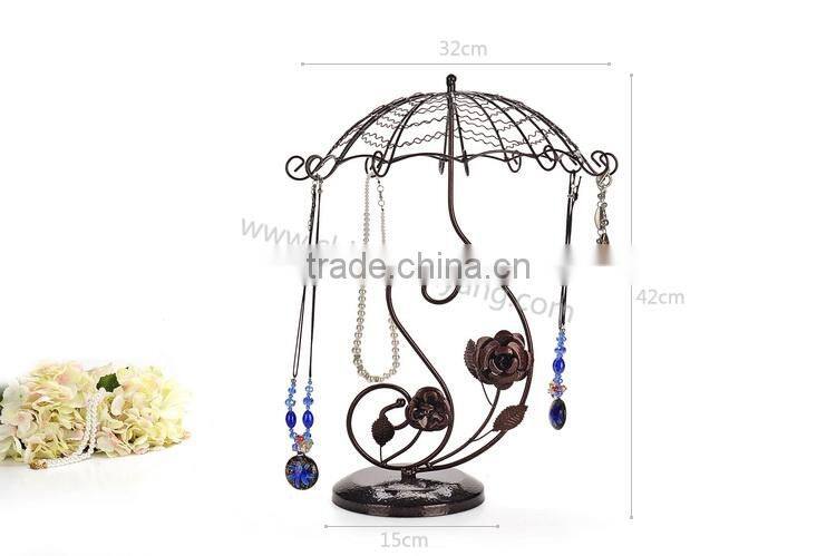 Flower umbrella shape metal jewelry display stand for earring