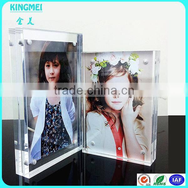 KM-CP42 wholesale nice crystal photo block lucite in frame acrylic photo frame with magnet,plexiglass photo frames 4x6