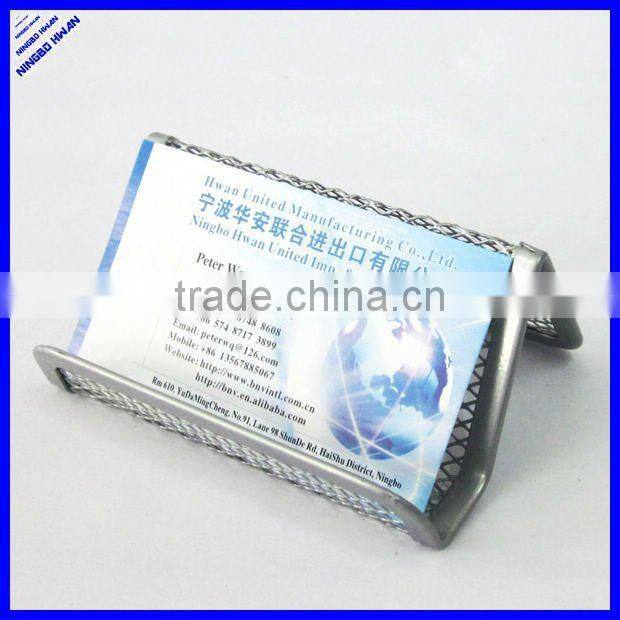 Office desktop black wire metal mesh business name card holder