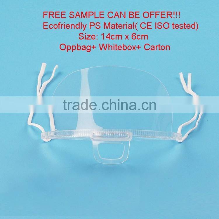 Factory newest plain clear reusable plastic free samples available transparent sanitary face mask for food service