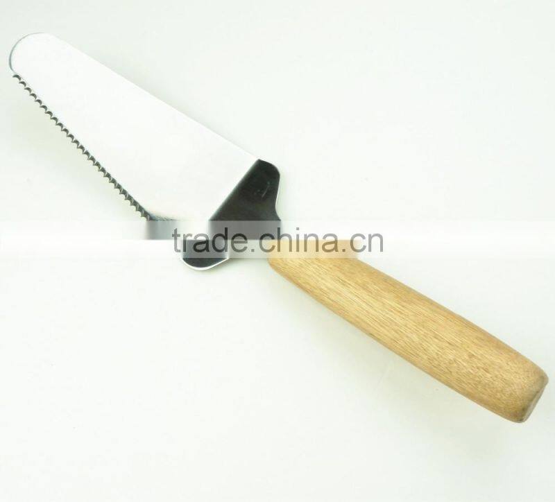 32057 Stainless Steel Steak Cake Pizza Turner with wooden handle