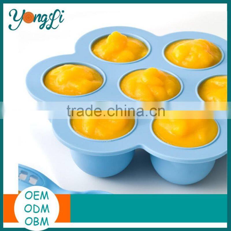 BPA Free Flexible Freezer Tray With Lid Set Portable Silicone Baby Ice Food Storage Box Containers