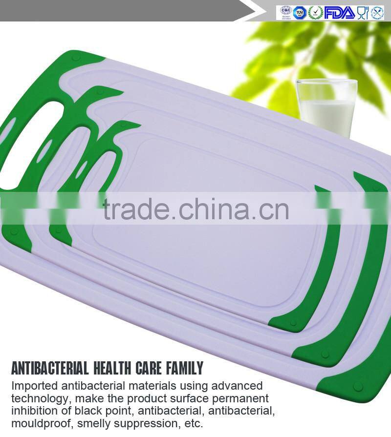 Manufacturer of promotional big medium small 3 PCS green plastic cutting board, and PP cutting board