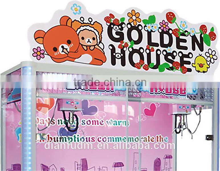 Gloden House coin operate claw crane machine/toy crane machine for sale