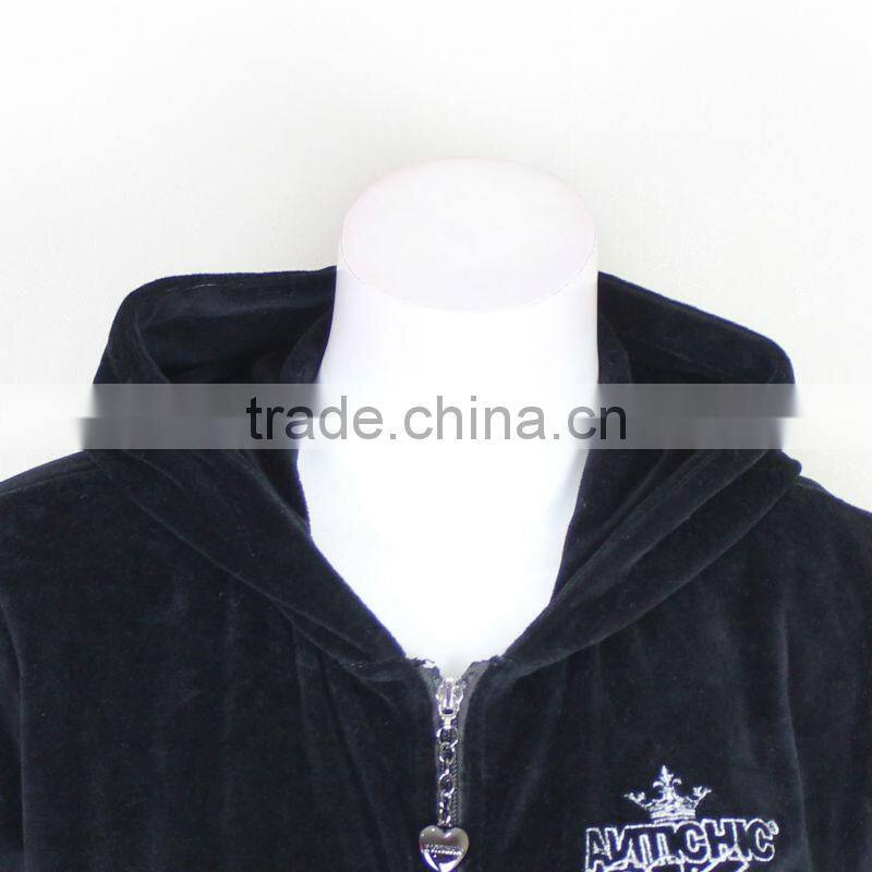 Custom Designer Ladies Black Velour Tracksuits