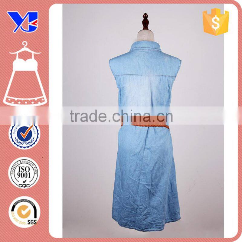 Demin fabric one piece wear with botton CF clousure washed denim dress