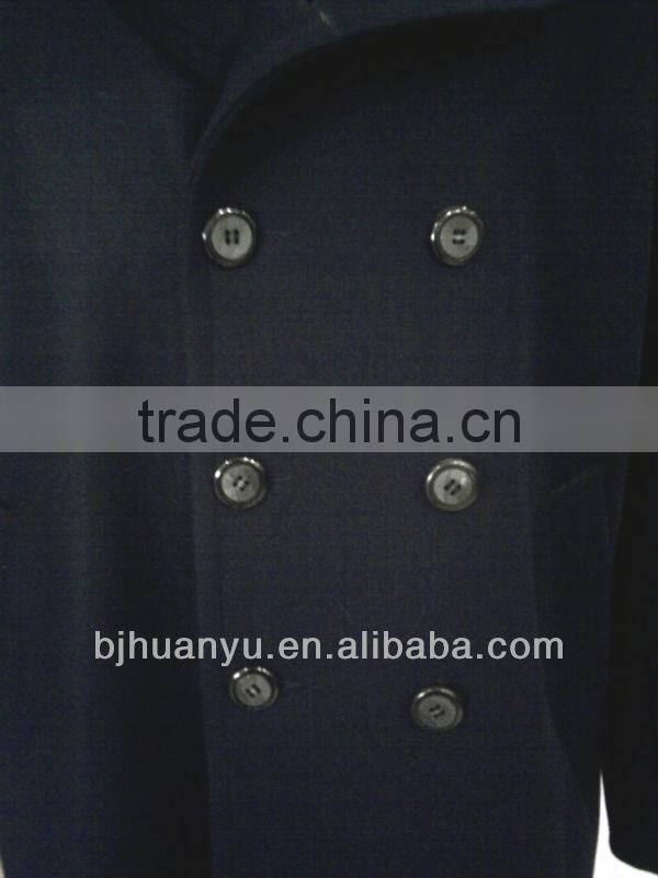 double breasted blue colour wool long overcoats for men