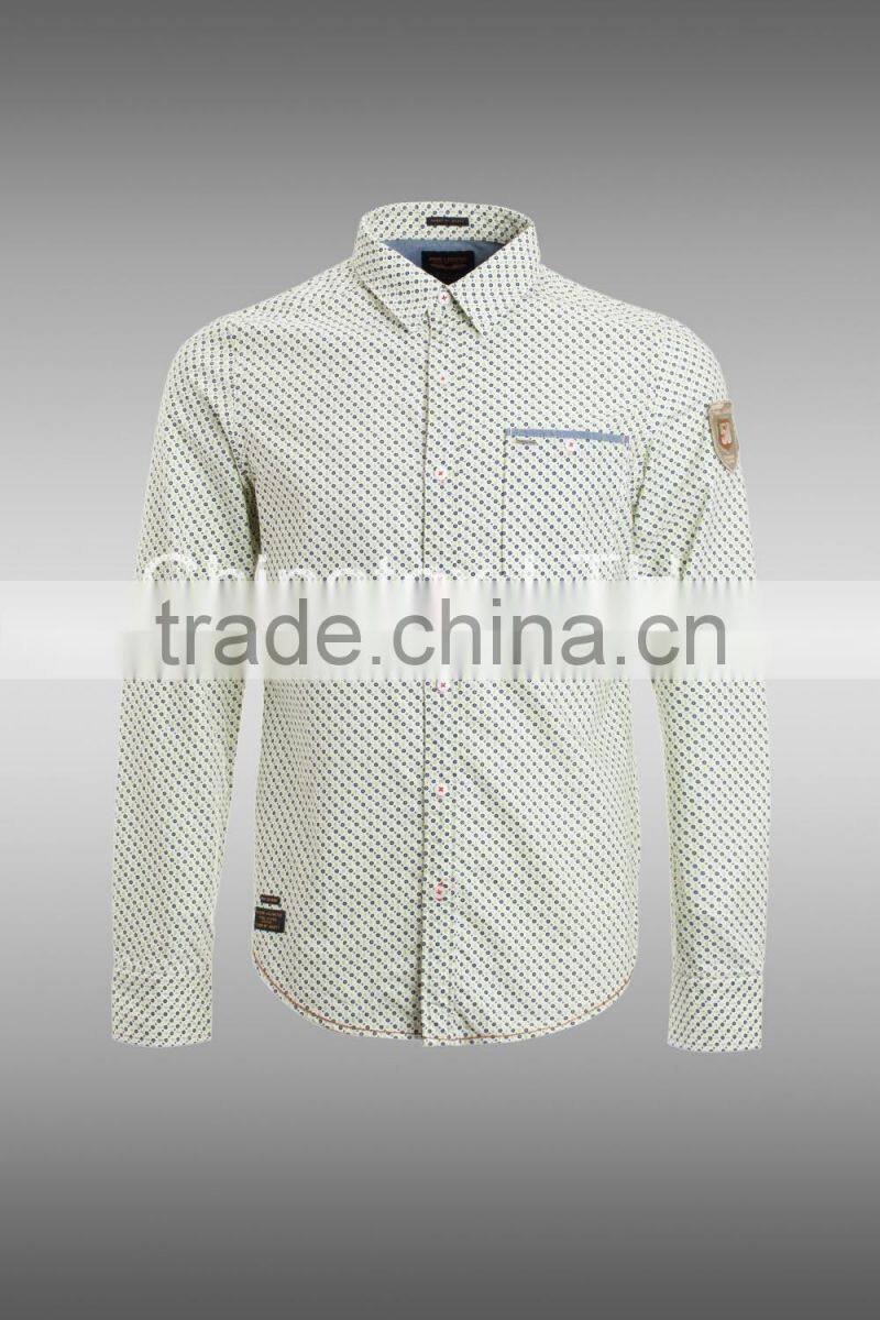 Fashion Long Sleeve Casual Design High Quality 100%Cotton Print Men Shirt