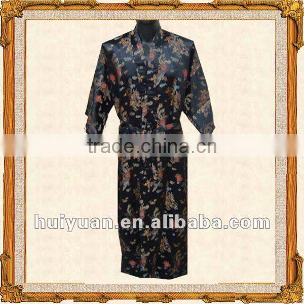 Custom Made Chinese Men Satin Sleepwear Long Kimono Robe