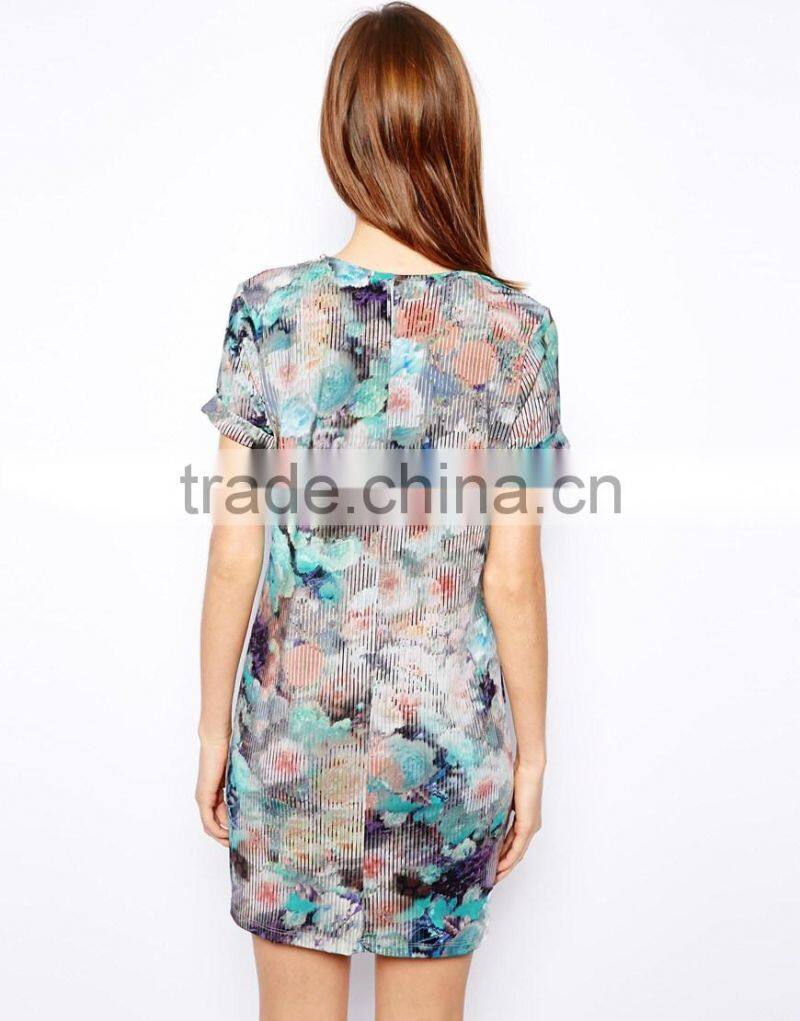 Woman dress Printed Favorites Compare Ladies' fashionable burnout hem dress Burnout Dress