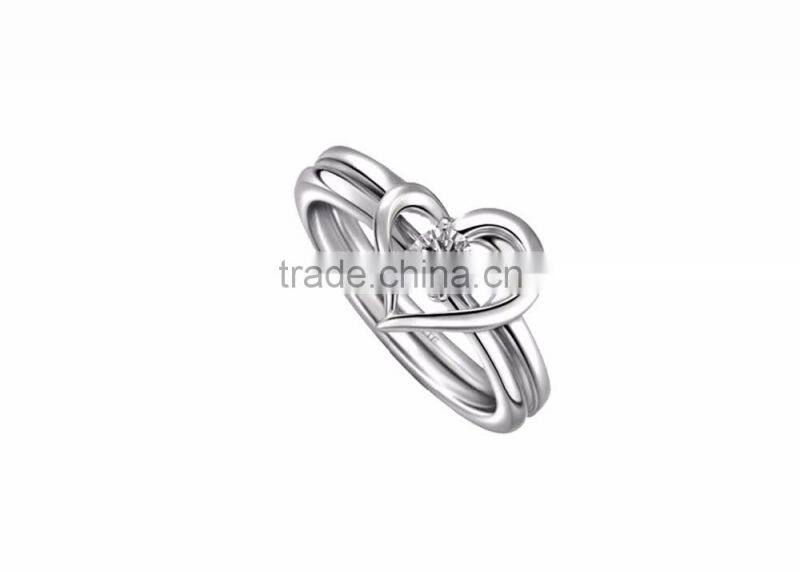 Indian Artificial Silver Plated Single CZ Stud Heart Ring