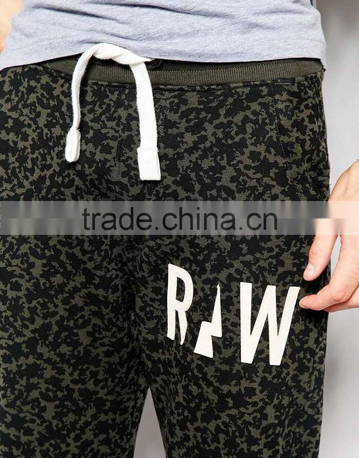 Soft touch mens sweatpants tapered fit cuffed camo print