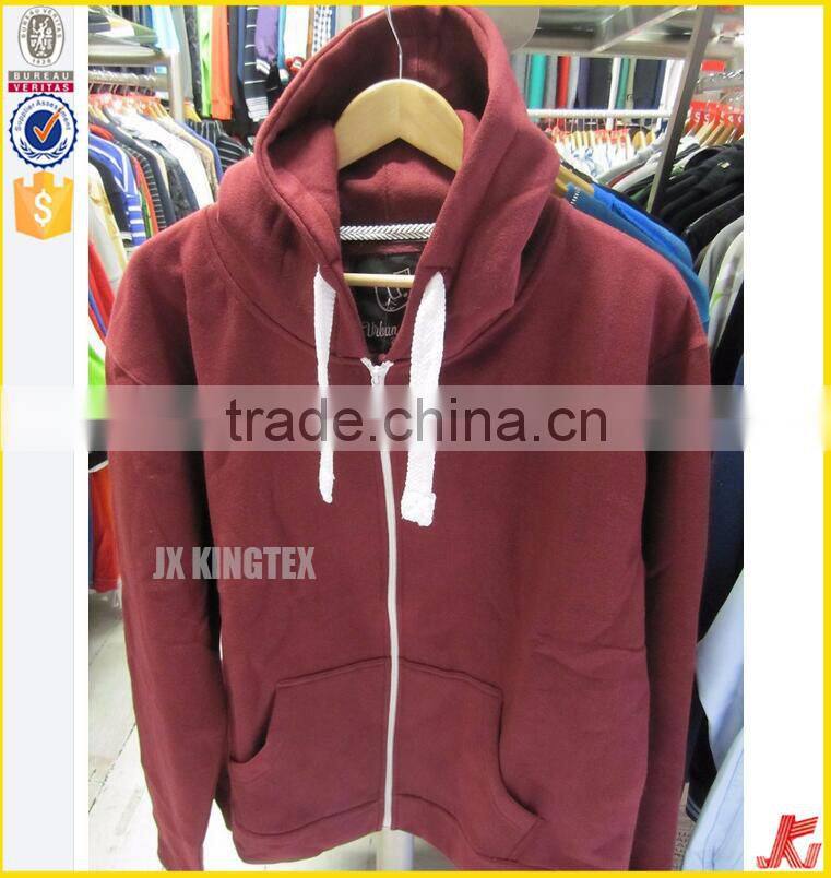 Contrast wholesale color OEM service men's zipper-up hoodies with your own logo