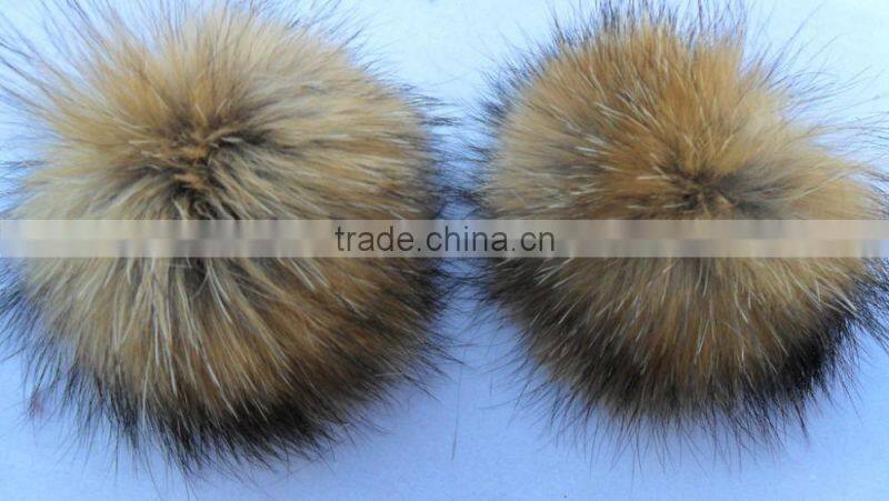 Raccoon fur pom poms For Hat / Garment / Key Chain/Shoes