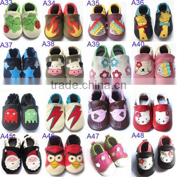wholesale 2014 shenzhen factory soft sole leather baby shoes