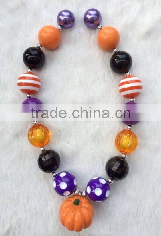 2014 new halloween bubblegum necklace chunky necklace pumpkin
