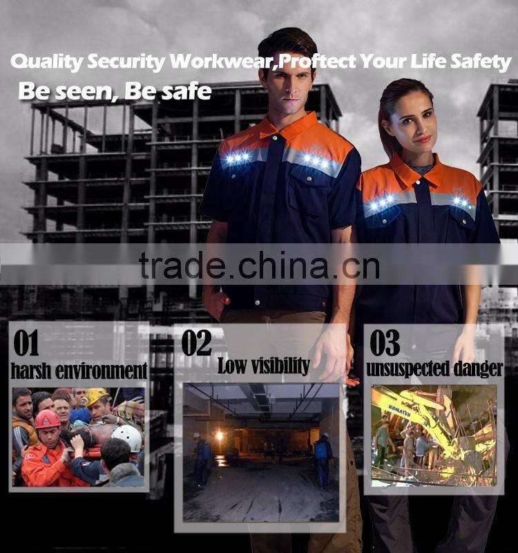 Cheap hi vis workwear LED reflective safety polo shirt