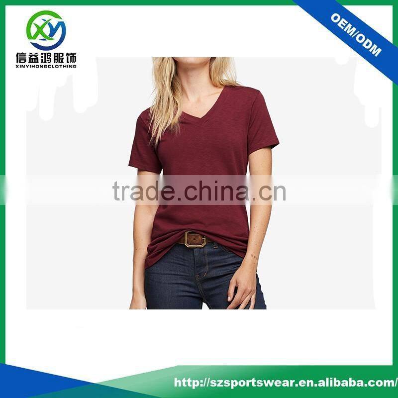 Latest shirt designs for women with red color bamboo t-shirts wholesale, bamboo clothing with your logo